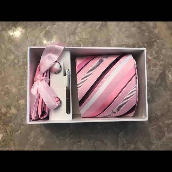 Men’s pink 4 piece tie set - Picture 1 of 3